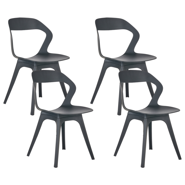 WESLUNE Plastic Garden Chair Set of 4 - Black