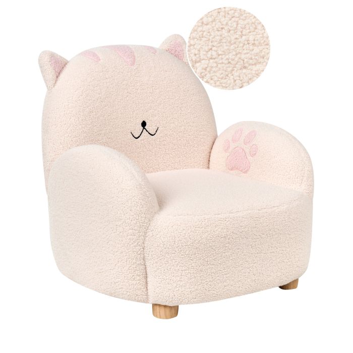 ROAZ Kids Boucle Armchair Cat Off-White
