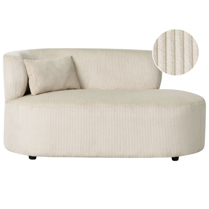 STONEDEN Corduroy Fabric Left-Hand Chaise Lounge - Beige