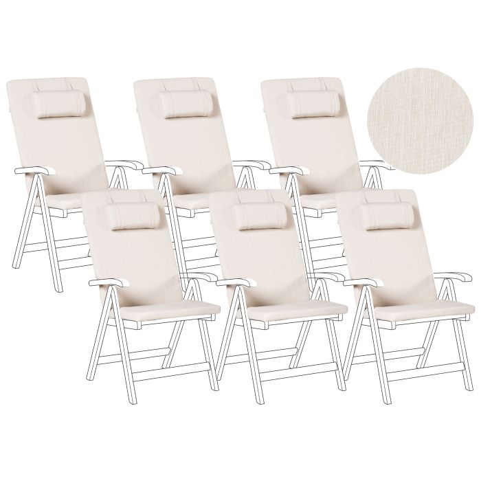 BREEZ Set of 6 Garden Back Seat Cushions - Light Beige