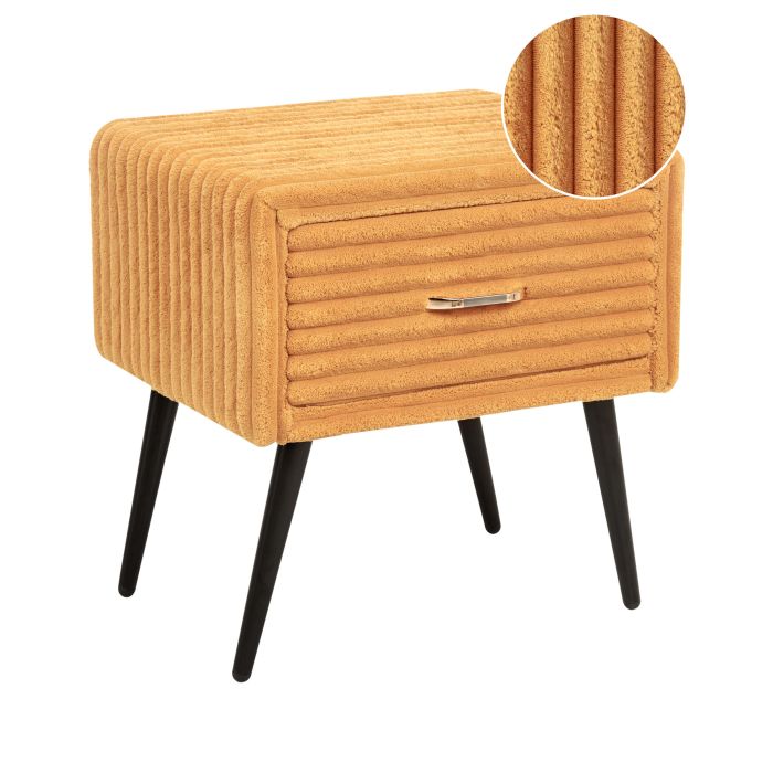 ALFYAT 1 Drawer Bedside Table Corduroy Orange