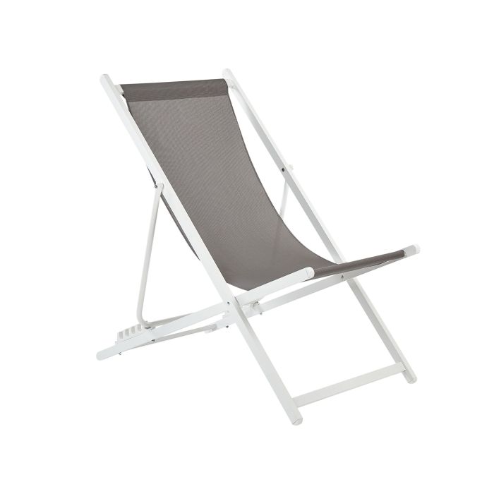 Folding Deck Chair Grey and White LOCRI II