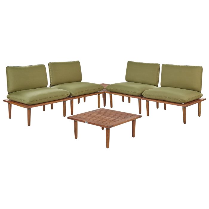 Garden Lounge Set with Table 4 Seater FRASCATI Modular Certified Acacia Wood Olive Green