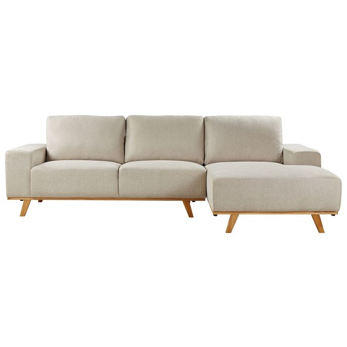 Left Hand Fabric Corner Sofa Beige NORA