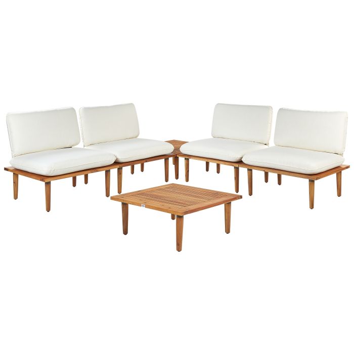 Garden Lounge Set with Table 4 Seater FRASCATI Modular Certified Acacia Wood Off-White