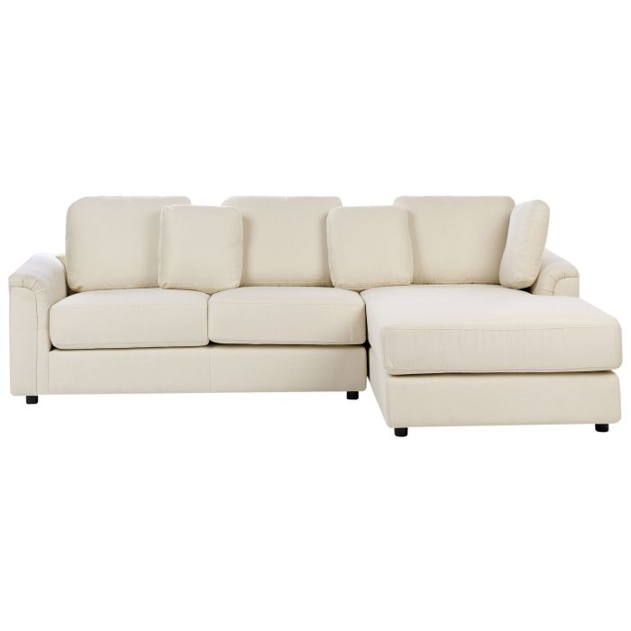 Left Hand Fabric Corner Sofa Light Beige KOHLO