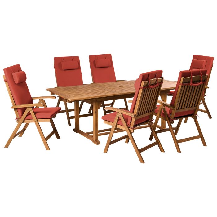 BREEZ 6 Seater Garden Dining Set - Red