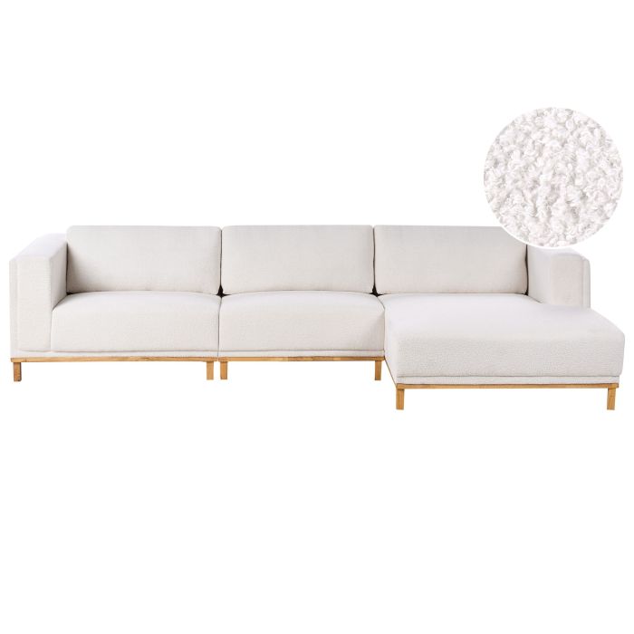 LINFORDEN Fabric 5 Seatrer L Shaped Corner Sofa - Off White, Right Hand Facing