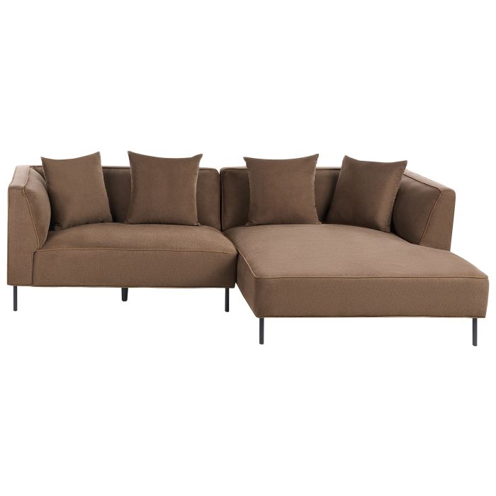 YATWELL Fabric 3 Seater L Shaped Corner Sofa - Brown, Right Hand Facing
