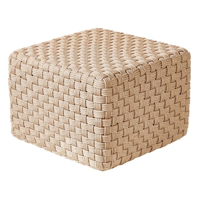 Outdoor Woven Pouffe Light Beige NALLI