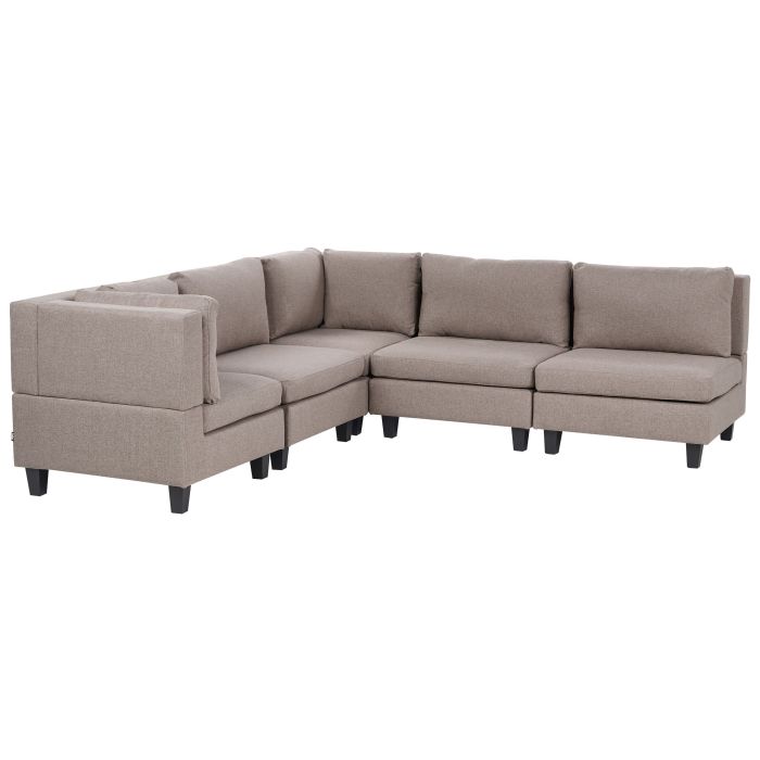 ROSENDEN Fabric 5 Seater Corner Sofa - L Shaped - Left Hand Facing - Brown
