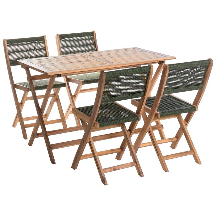 Garden Dining Set 4 Seater PROSSEDI Acacia Wood Green