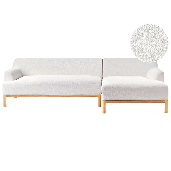 MARENZA Boucle Fabric Corner Sofa - L Shaped - Right Hand Facing - Off White