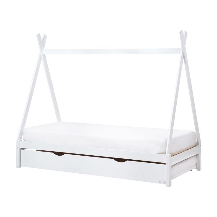 TALMI Kids Trundle Bedframe Pine Wood 90 x 200cm EU Single Bed White