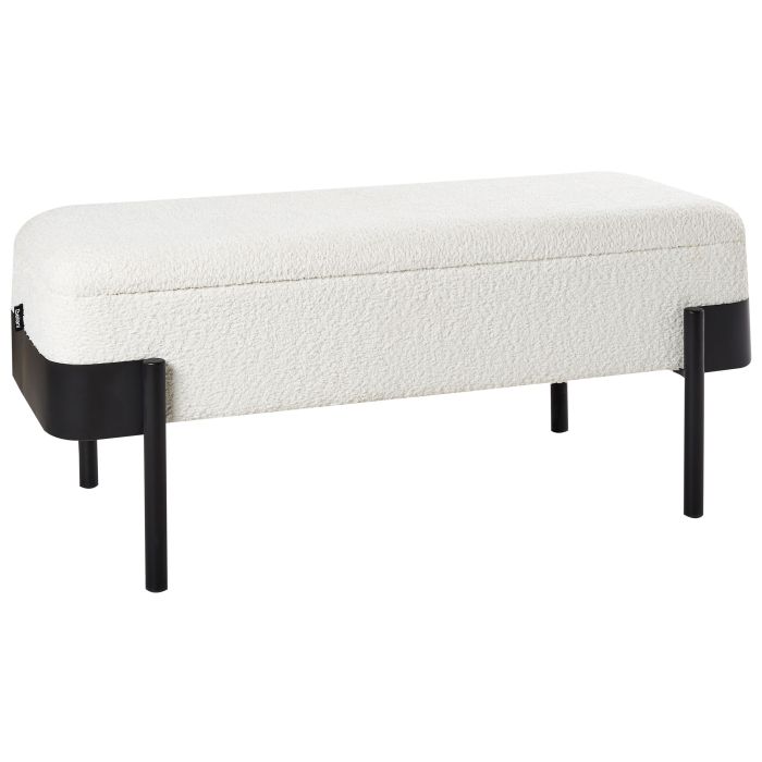 Fabric Storage Bench Off White WARREN