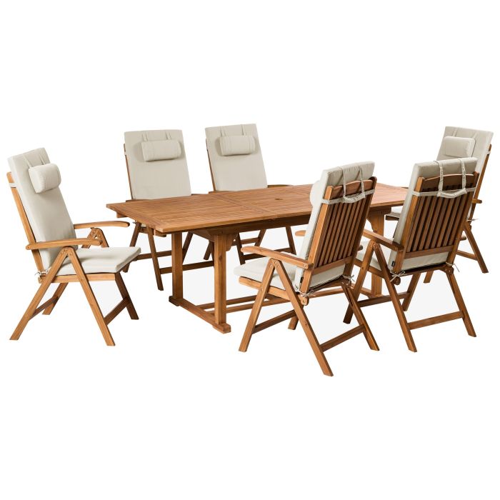 BREEZ 6 Seater Garden Dining Set - Taupe