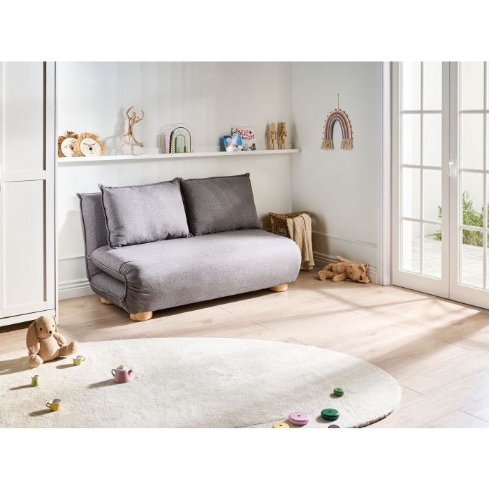 SAFARO Faux Linen 2 Seater Sofa Bed - Dark Grey