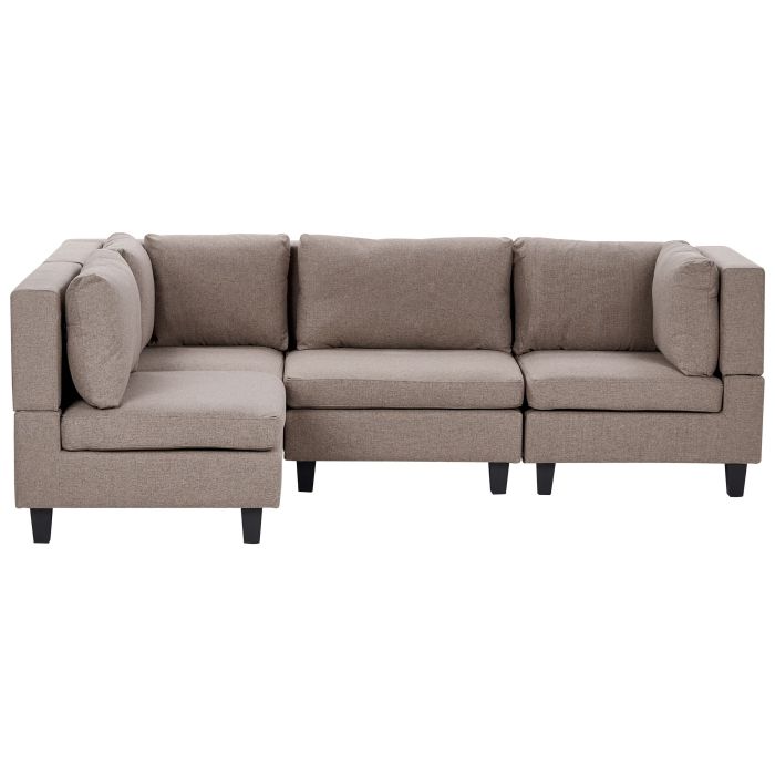 4 Seater Right Hand Modular Fabric Corner Sofa Brown UNSTAD