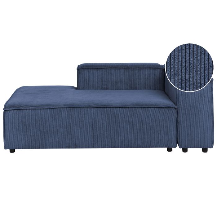 TROMSO Corduroy Fabric Right-Hand Chaise Lounge - Dark Blue