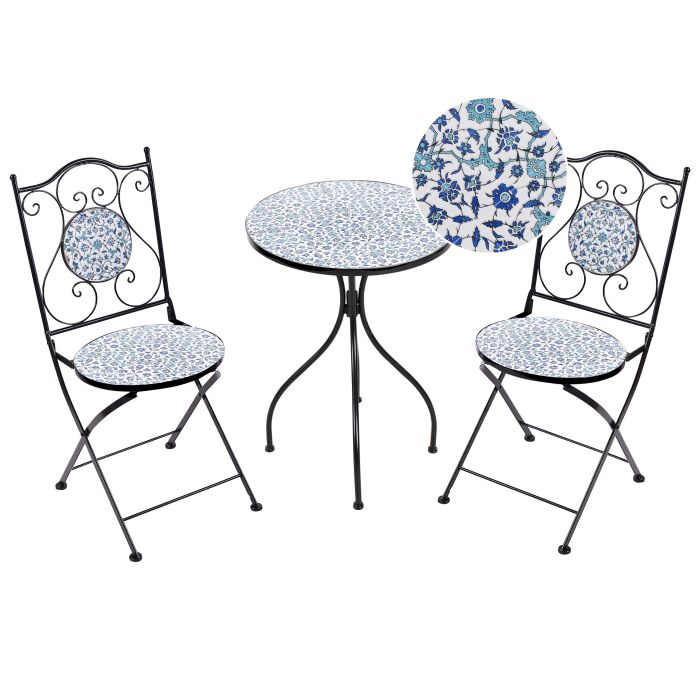 ESTONMERE Metal Garden Bistro Set - Black