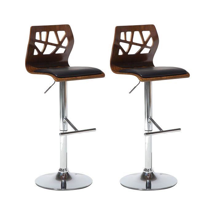 Set of 2 Bar Chairs PETERSBURG Faux Leather Swivel Brown/ Black