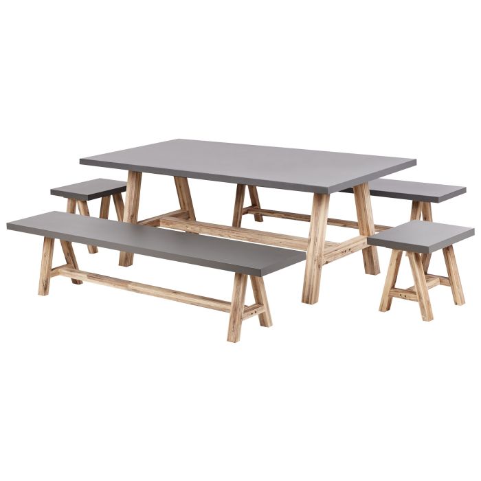 Garden Dining Set with Benches 8 Seater TONNARE Concrete Grey