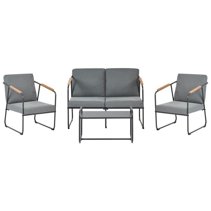 Garden Lounge Set with Table 4 Seater VEZZANA Metal Grey