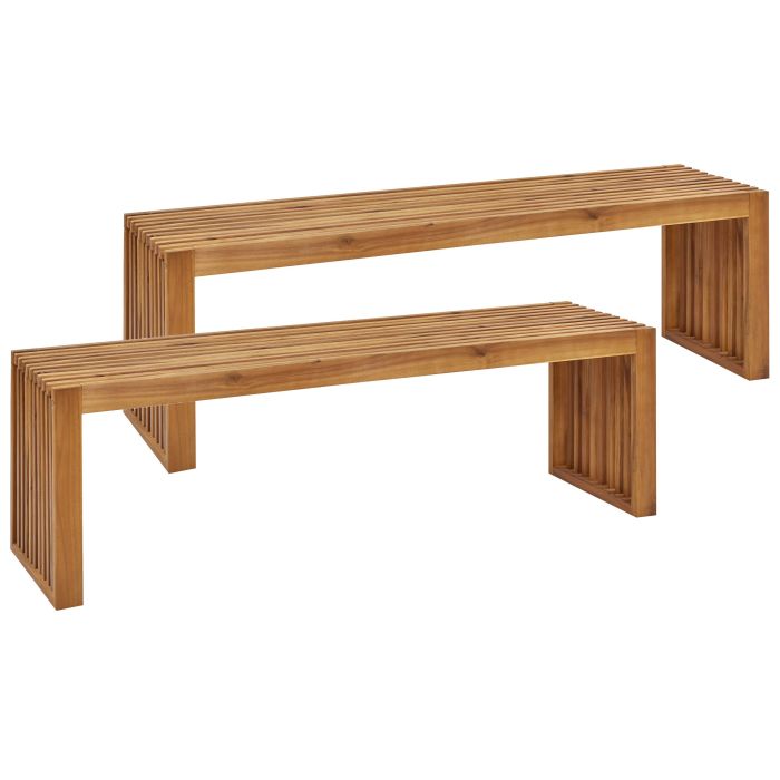 Set of 2 Garden Benches SULZANO 150 cm Acacia Wood Brown