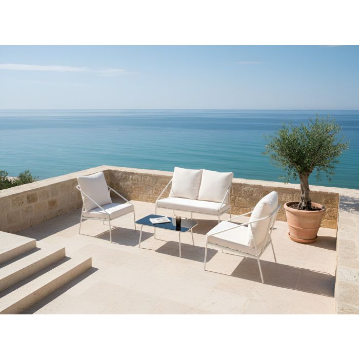 DEJARO Garden 4 Seater Table and Chair Set - White