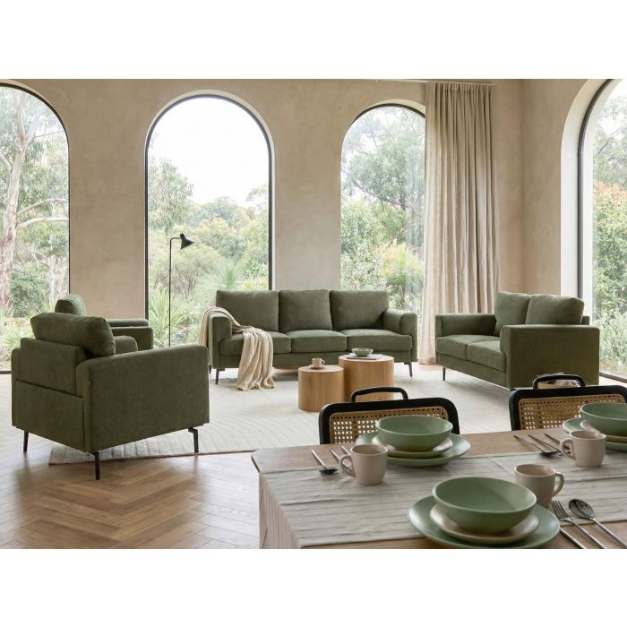 BAJARO Fabric 7 Seater Sofa Sets - Green