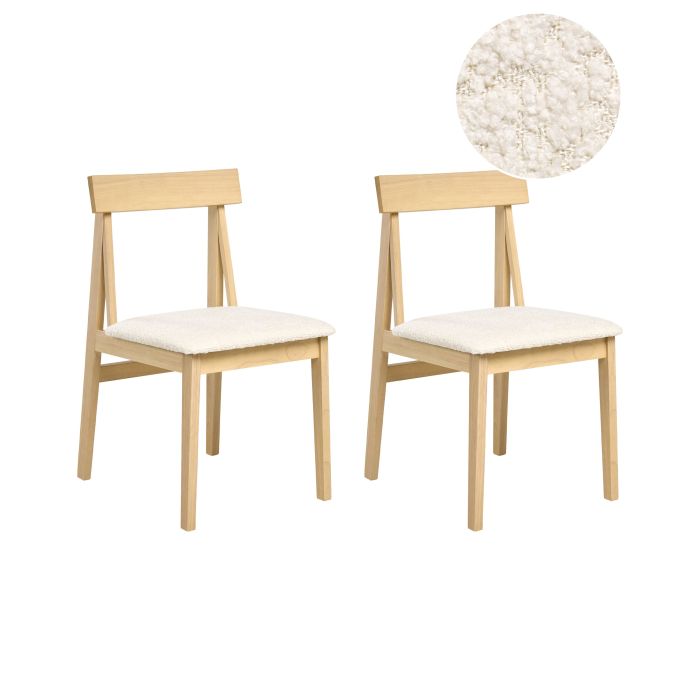 FILSHAM Wooden Dining Chairs - Set of 2 - Light Brown with Beige