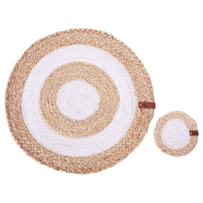 12 Piece Placemats and Coasters Set TUMERIC Natural Jute