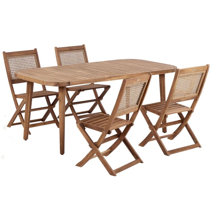 Garden Dining Set 4 Seater PARAGGI Certified Acacia Wood Dark Brown