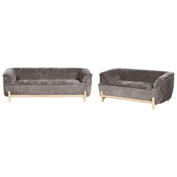 WRENTHORPE Chenille Fabric 3 Seater and 2 Seater Sofa Set - Brown