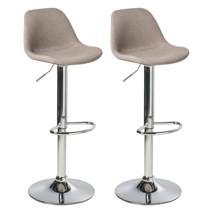 GARTONWELL Fabric Swivel Set of 2 Bar Stools - Taupe