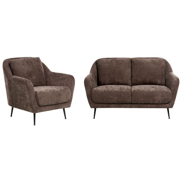 CLIFTONWELL Chenille Fabric 2 Seater Sofa and Armchair Sofa Set - Brown