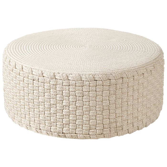 Outdoor Woven Pouffe Light Beige MITHI