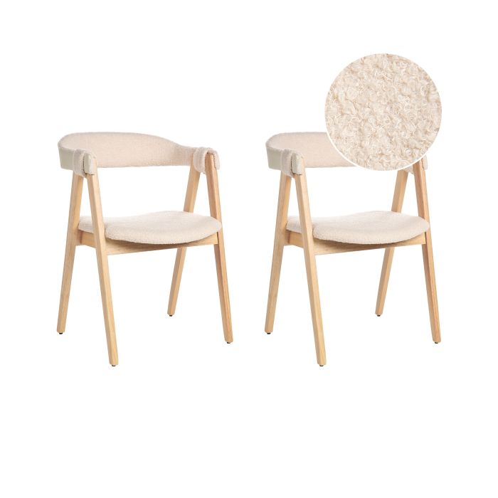 Set of 2 Dining Chairs DAY Boucle Light Brown