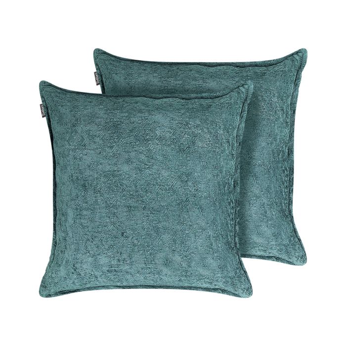 Set of 2 Decorative Cushions VERPIS Cotton 50 x 50 cm Blue Solid