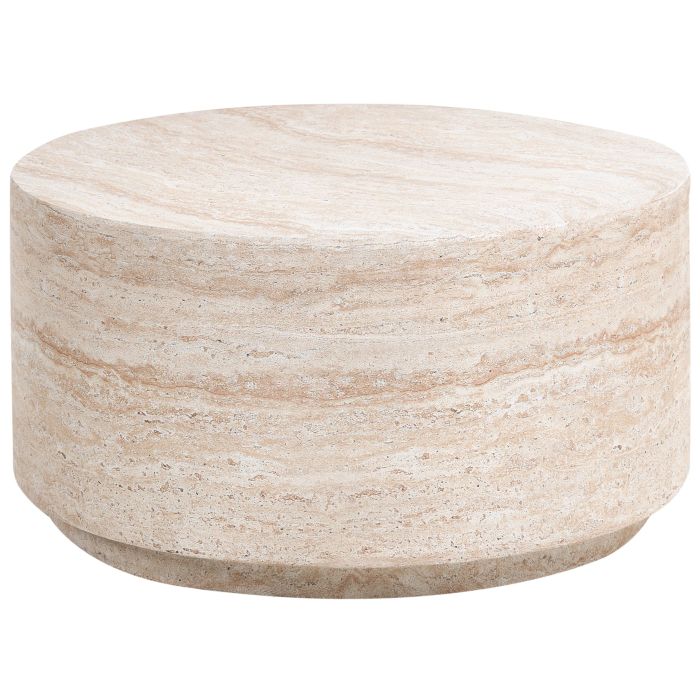 RUSHBOURNE Travertine Effect Round Coffee Table - Beige