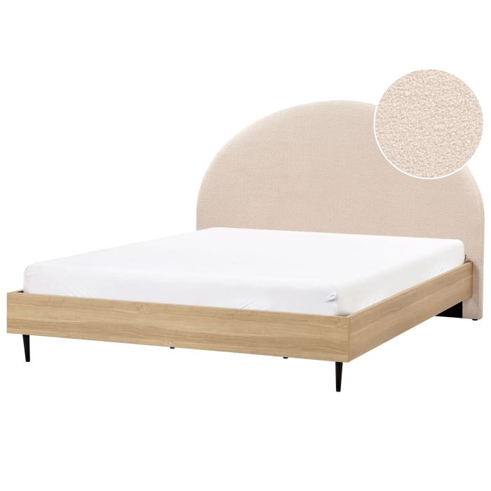 SLAGELSE Bed Boucle 180 x 200 cm (EU Super King) Beige