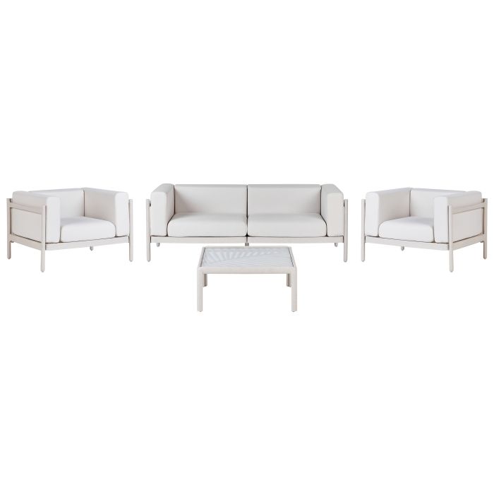 Garden Lounge Set with Table 4 Seater FERRETTI Light Beige