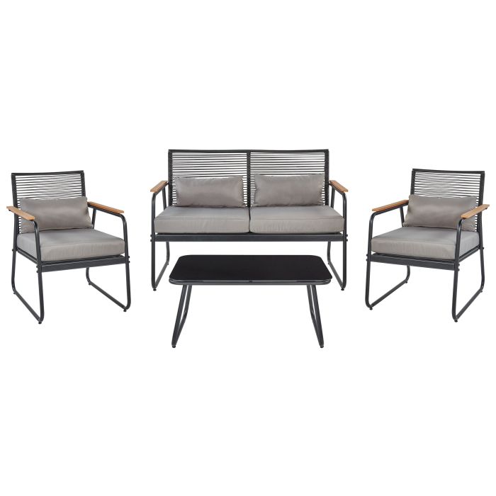 Garden Lounge Set with Table 4 Seater POMONTE Metal Black