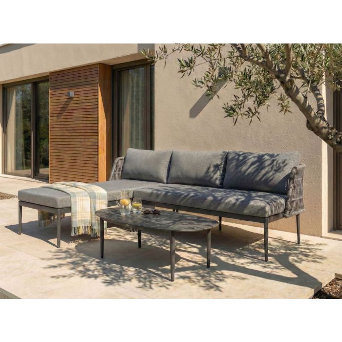 HORVEX Garden 3 Seater L Shaped Corner Sofa - Grey, Left Hand Facing