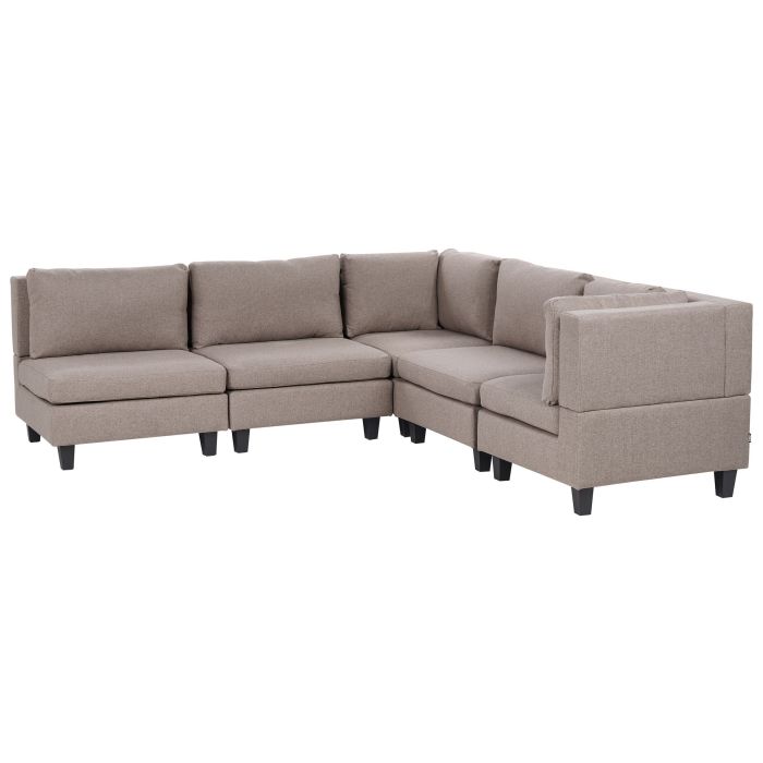 5-Seater Left Hand Modular Corner Sofa Brown UNSTAD