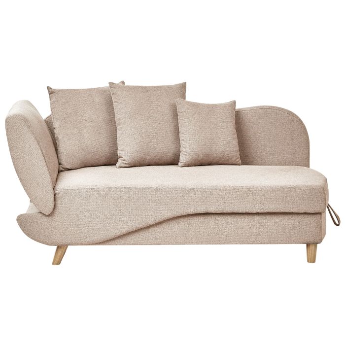 Left Hand Fabric Chaise Lounge with Storage Light Brown MERI II