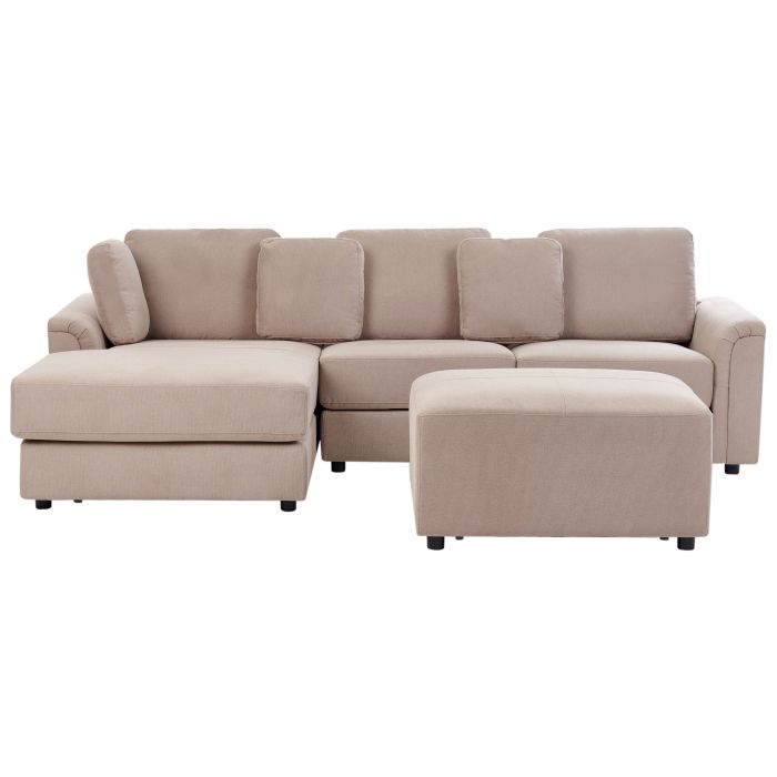 Right Hand Fabric Corner Sofa with Ottoman Taupe KOHLO