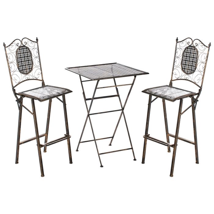 Garden Bar Set Folding BORMIO Metal Black