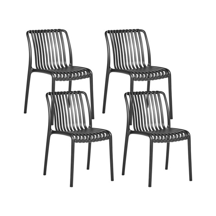 DORRINGWELL Set of 4 Garden Chairs - Black