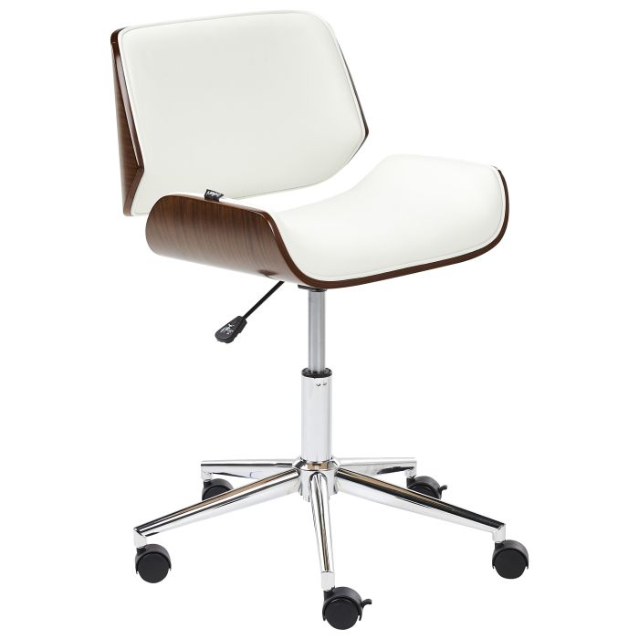 Faux Leather Office Chair Dark Wood and White TOTOWA
